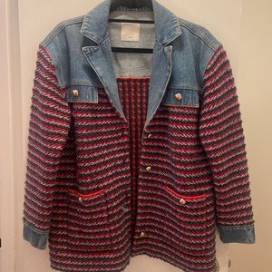 Sandro Quilt & Denim Shacket